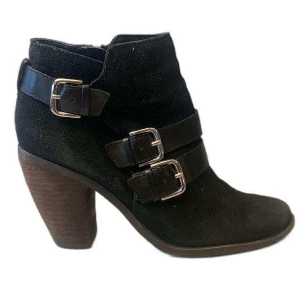 Dolce Vita Black Suede Back Zip Ankle Boots Booties Size 7.5 Whimsigoth Moto